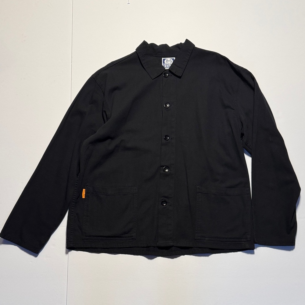 SERVICE WORKS 100% Organic Cotton Black Button-Up Chore Jacket Chefs Wear 3XL